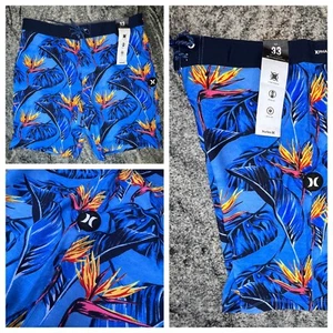 Hurley Phantom Colorados Shorts Men’s Size 33 Surf Swim Blue Floral Stretch NEW - Picture 1 of 10