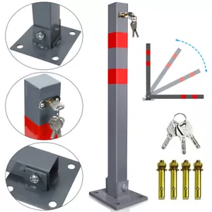 Absperrpfosten 1 Set Parkplatzsperre Klappbar 66cm abschließbar rostfreier Stahl - Bild 1 von 9