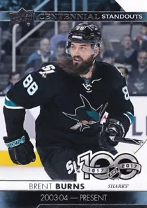 BRENT BURNS 2017-18 17-18 UPPER DECK 1 CENTENNIAL STANOUTS #CS-85 SHARKS - Picture 1 of 1