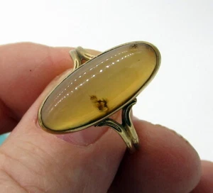 Estate Vintage 10k Gelbgold Leuchtlicht Buttercotch Farbe Achat Ring - Bild 1 von 2