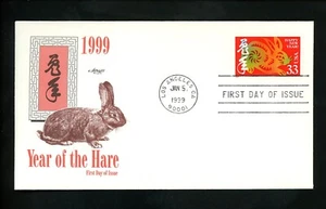 US FDC #3272 Artmaster 1999 Los Angeles CA Lunar New Year of the Hare Rabbit  - Picture 1 of 2