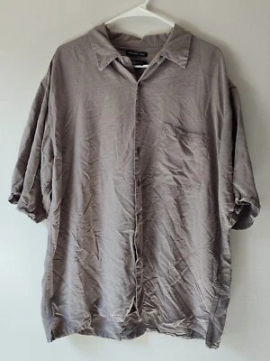 Bruno 100% Washable Silk Mens XL Gray Floral Print Hawaiian Shirt Short Sleeve - Image 1 of 4