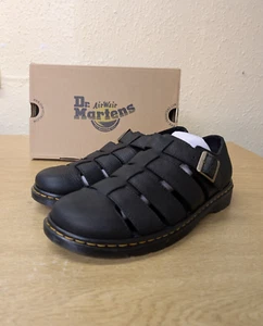 Dr Martens Fisherman Sandals Leather Closed Toe Fenton Grizzly UK 9 EU 43 Black - Picture 1 of 12