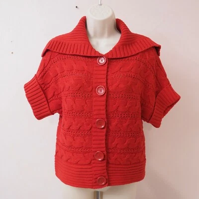 Cárdigan Suéter MICHAEL KORS Rojo 100% Algodón Manga Corta Puños Talla M Foto 1 de 3