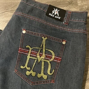 Red Ape Men’s Vintage Y2K Baggy Skater Dark Wash Blue Jeans Size 46x29 (44x29) - Picture 1 of 12