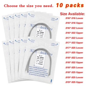 10 bolsas de cables de arco de ortodoncia dental rectangulares activados por calor NITI 14 tipos - Imagen 1 de 44