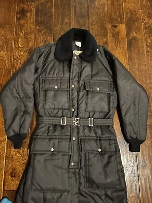 Vtg Walls Blizzard-Pruf Coveralls Mens Medium X-tall Black Quilted Sherpa Collar - Image 1 of 4