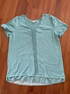 Talbots dünner Damenpullover Bluse türkis mit gepunktetem Saum Größe L - Bild 1 von 12
