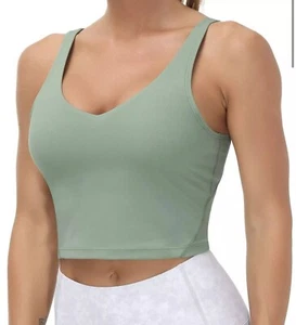 The Gym People Women's Longline Padded Non-Wire Sports Bra - Green - Medium - Picture 1 of 1