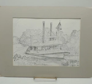 Stampa firmata Charles Overly "Steam Wheeler Swanee" Henry Ford Museum opaca - Foto 1 di 10