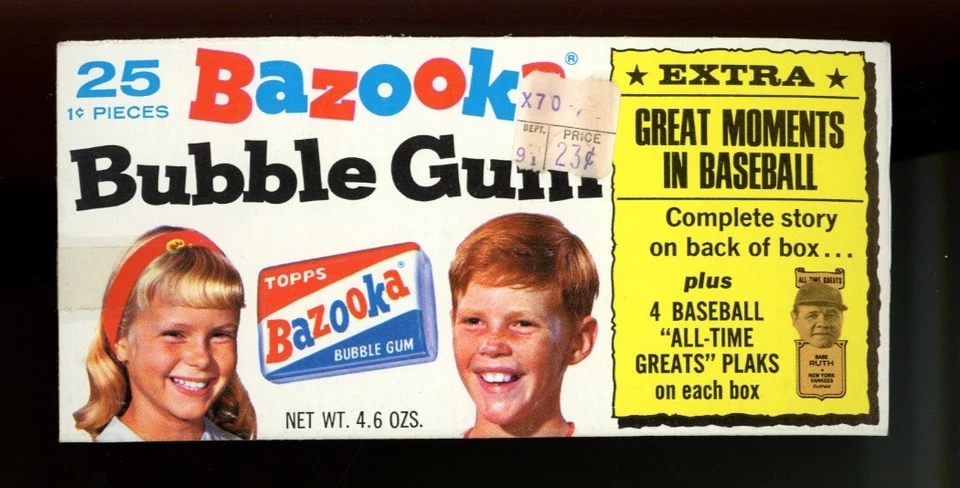 1969 TOPPS BAZOOKA BUBBLE GUM BASEBALL EMPTY PARTIAL BOX - Image 1 of 2