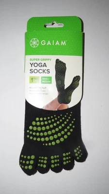 NEW Yoga Toe Ankle Socks GAIAM Super Grip Black No Slip Size Small/Medium Unisex - Image 1 of 3