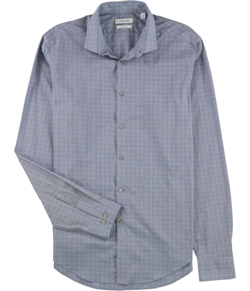 Calvin Klein Mens Steel+ Button Down Dress Shirt, blue, 16.5 Neck, 36-37 Length - Image 1 of 1