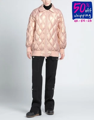 RRP €201 VICOLO piumino trapuntato taglia S rosa effetto iridescente colletto - Immagine 1 di 4