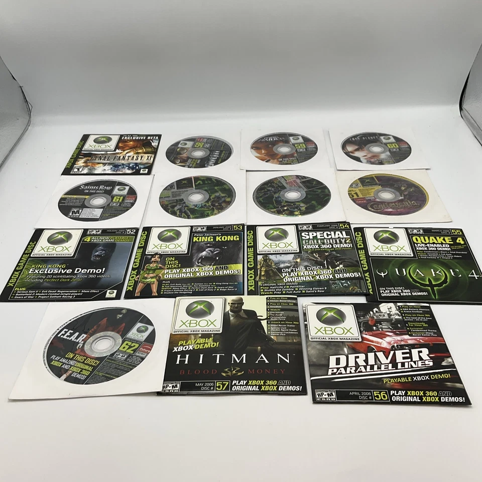 Xbox Magazine Game Demo Discs Lot Castlevania FEAR FFXI King Kong Driver hitman - Image 1 of 1