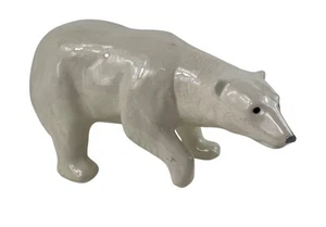 Handgefertigte Vintage Keramik Eisbär Figur mit Crackle Glasur Oberfläche - Bild 1 von 13