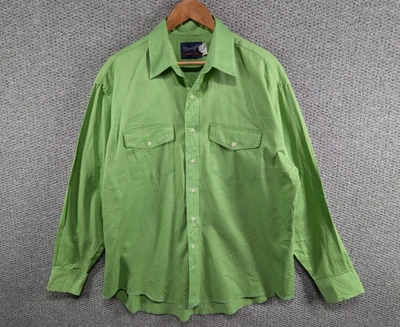 WRANGLER Vintage X-Long Tails Men's Lime Green Western Rancher Button Shirt XL - Image 1 of 4