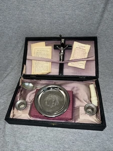 Gabinete y rosario vintage religioso católico últimos ritos/llamada de enfermos esterlina - Imagen 1 de 23