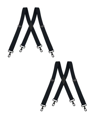 Buyless Fashion 2 pack Suspender Men 48" Adjustable Straps 1 1/4" - X Black Hook - Image 1 of 4
