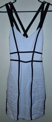 Bardot Womens Black White Bodycon Bandage Lined Party Mini Dress Size 6 - image 1 of 4