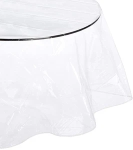 90" Round Waterproof Plastic Table Cover Crystal Clear PVC Tablecloth Protect... - Picture 1 of 5