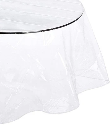 90" Round Waterproof Plastic Table Cover Crystal Clear PVC Tablecloth Protect... - Image 1 of 4