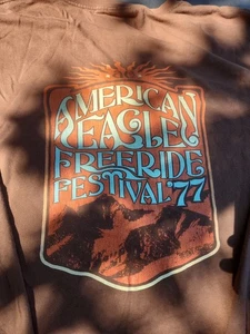 Vintage American Eagle Freeride Festival '77 Long Sleeve T Shirt Men's XL Brown - Picture 1 of 5