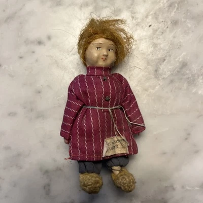 Boneca russa antiga composição de pano feminina 4" feita à mão na União Soviética URSS - Imagem 1 de 4