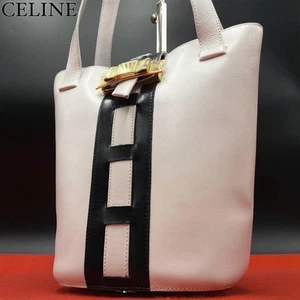 Celine handbag ribbon gold hardware leather white Used Authentic Excellent JAPAN - Picture 1 of 24