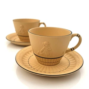 Rare Wedgwood Jasper Wear Yellow Black Cup Saucer From Japan - Picture 1 of 11
