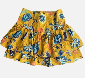 Maeve Anthropologie gelb und blau Blumen Stufen Minirock Small - Bild 1 von 7