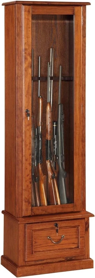 Rifle Shotgun Organizer Storage Cabinet Wood Display Home Safe for 8 Gun Cabinet - Image 1 of 4