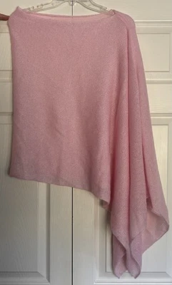 Mohair Alpaca Wool Poncho Cape Scarf Sweater Pink Asymmetrical Lightweight OS - Image 1 of 4