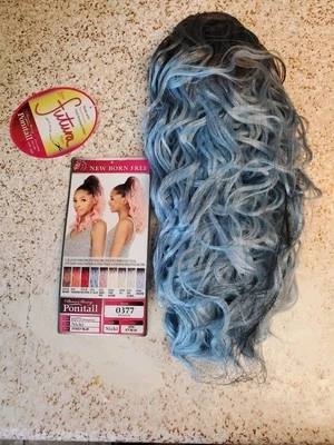 DYX/ICY BLUE DRAWSTRING PONYTAIL - Image 1 of 4