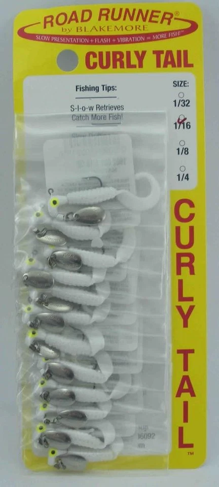 Tarjeta blanca de 12 Blakemore 1602-01 Road Runner cola rizada 1/16 oz Foto 1 de 1