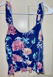 Aerospotale Sommer blau Blumen Crop Soft Tank Top, M - Bild 1 von 3
