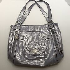 GENNA DEROSSI Lavender Silver Metallic Large Tote Bag Shoulder Satchel Purse EUC
