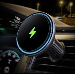 Magsafe Car Mount Charger, 15W Fast Charging LED Magnetic Wireless Car Charger - Picture 1 of 6