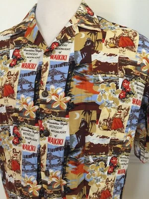 Hilo Hattie Мужская гавайская рубашка с коротким рукавом S/S Hawiian сделано большой Waikiki винтажный - Изображение 1 из 4