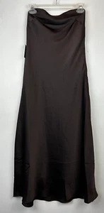 Vestido sin Mangas Express Para Mujer S Sin Tirantes Marrón Satinado Midi Evento Noche Cóctel - Imagen 1 de 10
