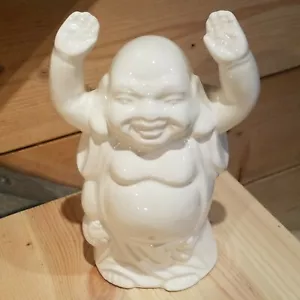 Vaso fioriera Buddha sorridente ceramica bianca Benihana vintage - fienile swanky - Foto 1 di 12