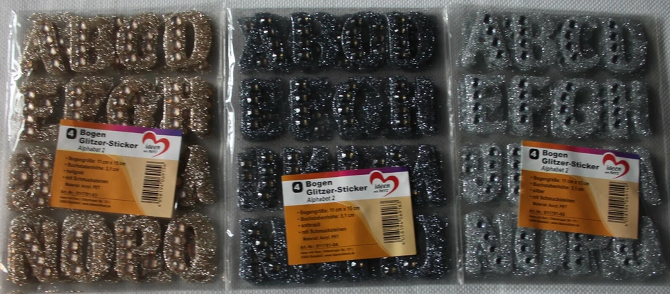 4 Bogen Glitzer-Sticker "Alphabet 2", Jittenmeier - Bild 1 von 1
