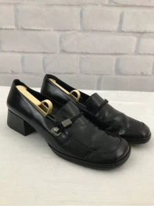 Zapatos mocasines de cuña de cuero negro Mezlan para mujer con correa de metal talla US 8 M - Imagen 1 de 9