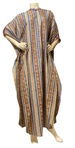 ETHNIC INDIA Pure Silk İkat Caftan HAUTE HIPPIE KAFTAN bohemian ROBE TAJ MAHAL - Picture 1 of 10