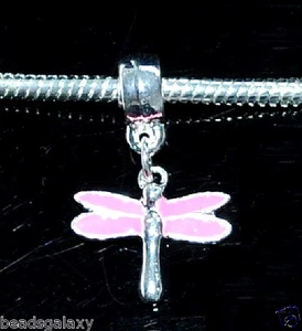 5 pezzi perline charm europee, meravigliosa lega di libellula smaltata rosa* - Foto 1 di 1