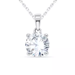 Colgante solitario de diamantes cultivados en laboratorio certificado de 1 quilate cadena de oro blanco de 10 quilates de 18" - Imagen 1 de 8