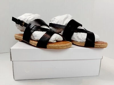 NUEVAS Sandalias Corso Como Mujer Talla 7.5M Llave de Pino Negro Cuero Cepillado Correa Cruzada Foto 1 de 4