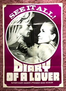 VTG Diary Of A Lover Rutger Hauer Dagmar Lassander One Sheet Movie Poster 38" - Picture 1 of 12