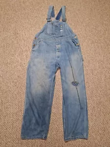 Vintage 60s Lee Overalls Distressed Work Sz 41 - Picture 1 of 12