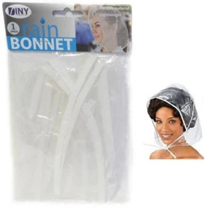 2 Pack Clear Rain Bonnet Waterproof Plastic Hat Reusable One Size Adult New - Picture 1 of 9